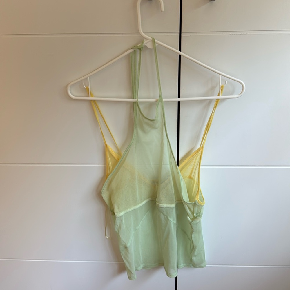Beautiful zara mesh top. Green and yellow. Size XS